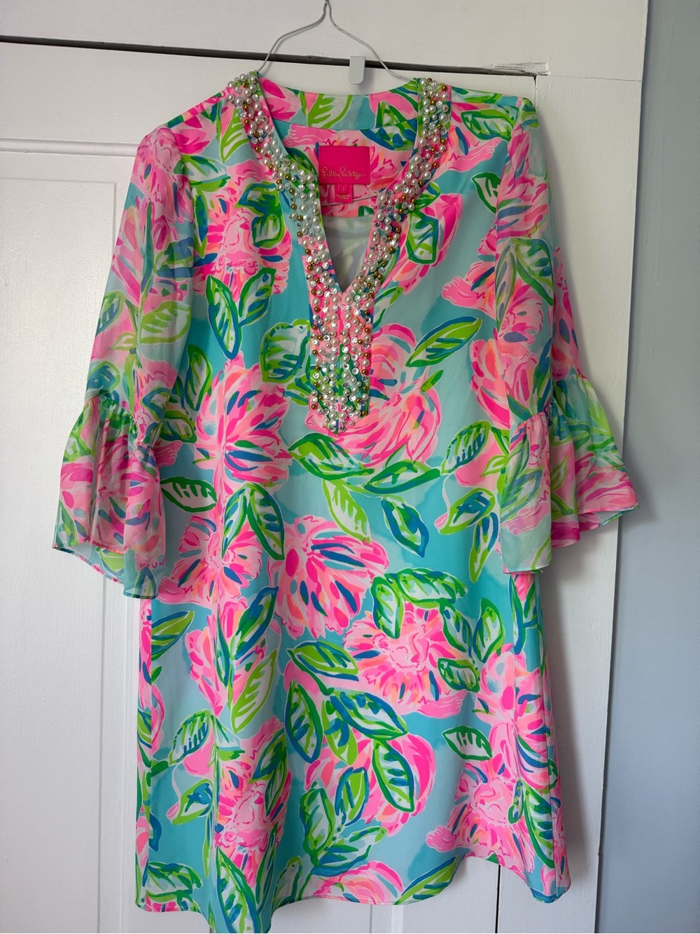 Lilly Pulitzer Aqua, Hot Pink & Lime Floral Mini Dress